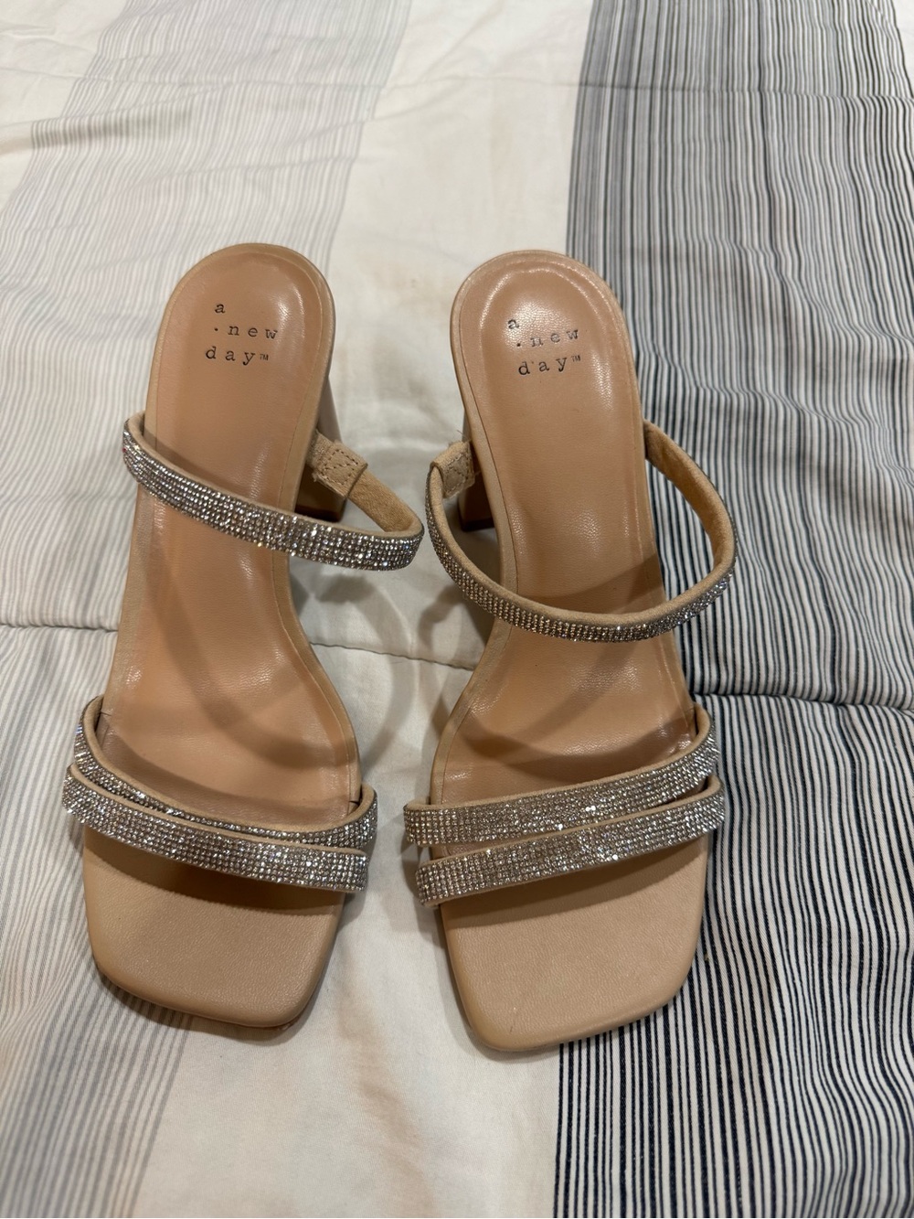 Tan Rhinestone Heels - NEW condition